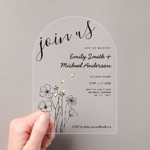 Invitations En Acrylique Mariage Héréditaire Acrylique Abeille et Botanique