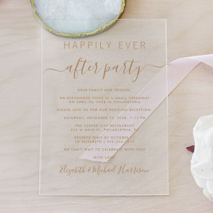 Invitations En Acrylique Mariage heureux pour toujours en or Script Récepti