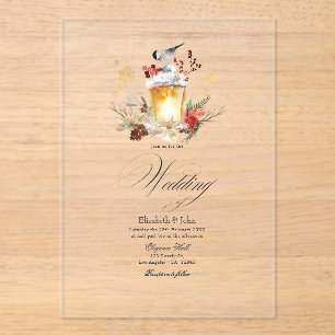 Invitations En Acrylique Mariage hivernal féérique de pins et d'épicéas