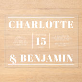 Invitations En Acrylique Mariage horizontal gris moderne (Recto)
