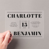 Invitations En Acrylique Mariage horizontal noir gras moderne (In situ (ordinateur de poche))