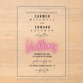 Invitations En Acrylique Mariage inspiré par la signature Neon (Recto)