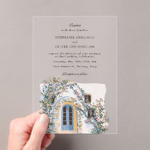Invitations En Acrylique Mariage Italien Méditerranéen Aquarelle Pastel