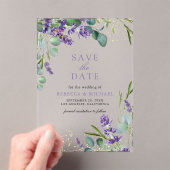 Invitations En Acrylique Mariage Lavender Eucalyptus Enregistrer la date (In situ (ordinateur de poche))