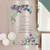 Invitations En Acrylique Mariage Lavender Eucalyptus Enregistrer la date