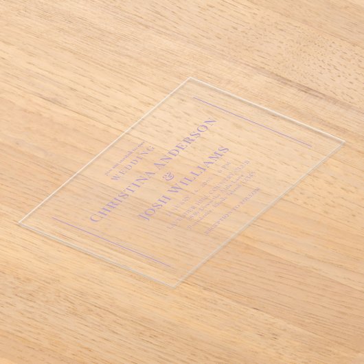 Invitations En Acrylique Mariage Lavender simple (Poser)