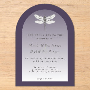 Invitations En Acrylique Mariage Libellule Violet Foncé