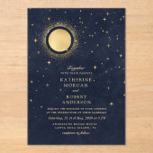 Invitations En Acrylique Mariage Lune de Minuit Céleste (Recto)