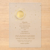 Invitations En Acrylique Mariage Lune Minuit Céleste (Recto)