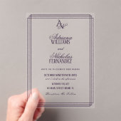 Invitations En Acrylique Mariage Luxe Monogramme Violet (In situ (ordinateur de poche))