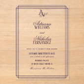 Invitations En Acrylique Mariage Luxe Monogramme Violet (Recto)