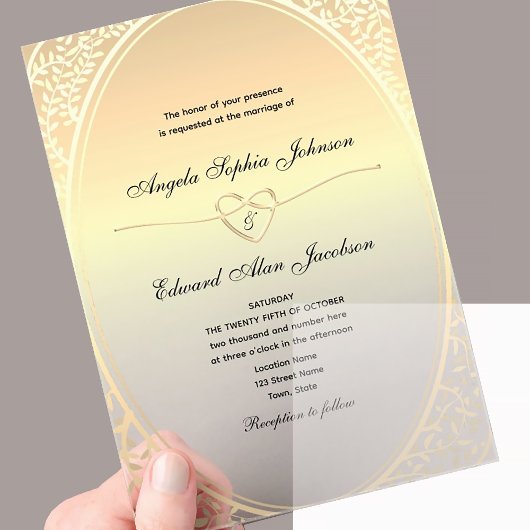 Invitations En Acrylique Mariage Luxe Or