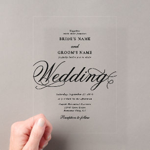 Invitations En Acrylique Mariage Luxueux Élégant en Acrylique Clair