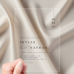 Invitations En Acrylique Mariage Luxueux Élégant Minimaliste Abordable