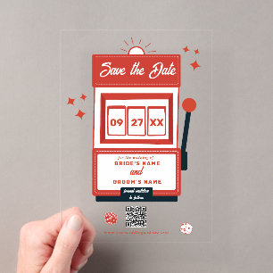 Invitations En Acrylique Mariage Machine à Sous de Casino de Destination La
