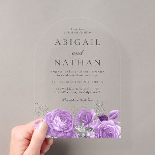 Invitations En Acrylique Mariage Magique sous une Arche Fleurie de Lavande