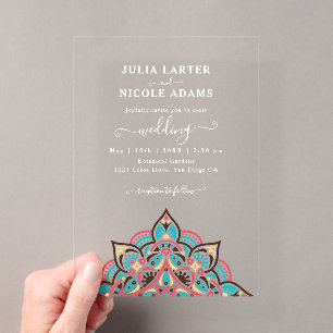 Invitations En Acrylique Mariage mandala arc floral Art Nouveau arabe