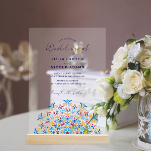 Invitations En Acrylique Mariage mandala de crête de culture folklorique tr