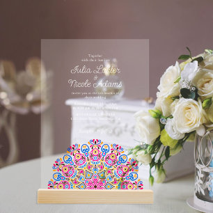 Invitations En Acrylique Mariage Mandala de Style Art Déco Orné Classique