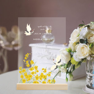 Invitations En Acrylique Mariage Mandala Fleurs de Lotus Oiseaux Cygnes Mur