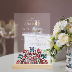 Invitations En Acrylique Mariage Mandala Fleurs de Lotus Oiseaux Cygnes Mur