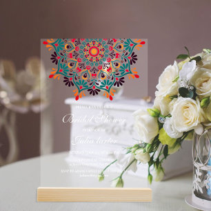 Invitations En Acrylique Mariage Mandala Floral Bohème Soleil Levant