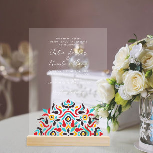 Invitations En Acrylique Mariage Mandala Géométrique Luxueux et Esthétique