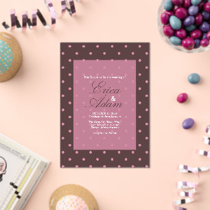 Invitations En Acrylique Mariage Marron & Rose Motif Points Bohème