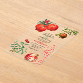 Invitations En Acrylique Mariage méditerranéen de la grenade rouge (Poser)