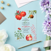 Invitations En Acrylique Mariage méditerranéen de la grenade rouge (Insitu (Mariage))