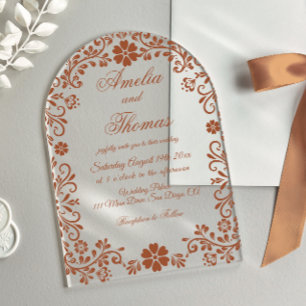 Invitations En Acrylique Mariage mexicain en terre cuite Talavera