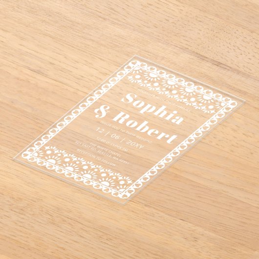 Invitations En Acrylique Mariage mexicain Fiesta Papel Picado Boho (Poser)