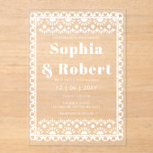 Invitations En Acrylique Mariage mexicain Fiesta Papel Picado Boho (Recto)