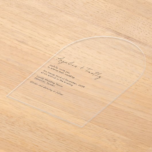 Invitations En Acrylique Mariage minimal contemporain moderne élégant (Poser)