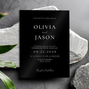 Invitations En Acrylique Mariage minimal noir et blanc moderne