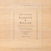 Invitations En Acrylique Mariage minimal traditionnel simple (Recto)