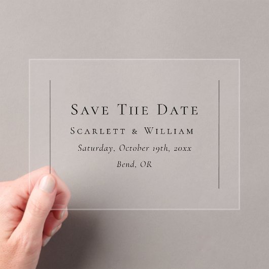 Invitations En Acrylique Mariage minimal traditionnel simple Enregistrer la (In situ (ordinateur de poche))