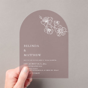 Invitations En Acrylique Mariage minimaliste à la ligne blanche de Bourgogn