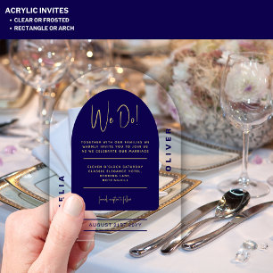Invitations En Acrylique Mariage Minimaliste Acrylique Moderne Bleu Nuit Or