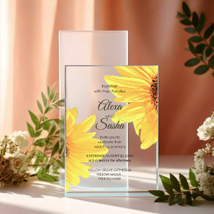 Invitations En Acrylique Mariage minimaliste aux tournesols aquarelle rusti