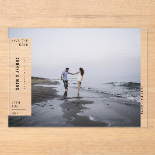 Invitations En Acrylique Mariage minimaliste avant-garde photo enregistrer 