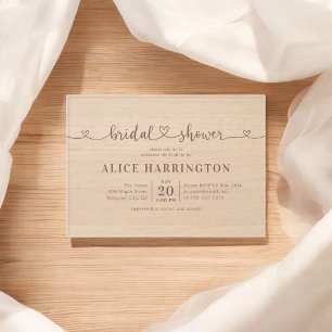 Invitations En Acrylique Mariage Minimaliste Calligraphie Cœur Marron