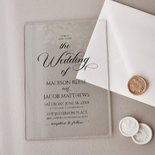 Invitations En Acrylique Mariage Minimaliste Élégant Classique Script