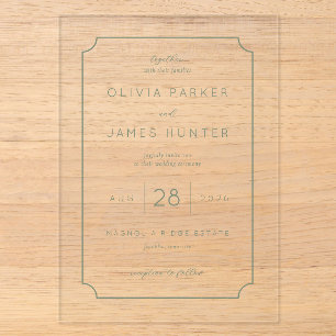 Invitations En Acrylique Mariage Minimaliste Élégant et Sage