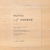 Invitations En Acrylique Mariage minimaliste élégant moderne (Recto)