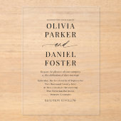 Invitations En Acrylique Mariage minimaliste élégant moderne (Recto)