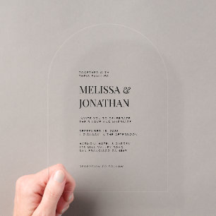 Invitations En Acrylique Mariage Minimaliste Élégant Typographie Formel
