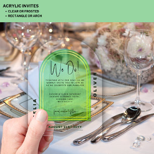Invitations En Acrylique Mariage Minimaliste Gras Vert Citron Acrylique Mod