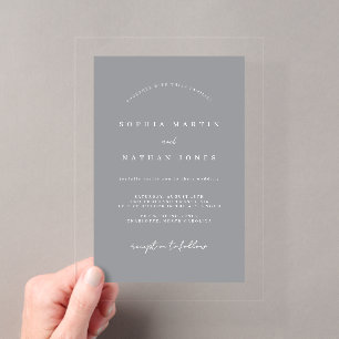 Invitations En Acrylique Mariage Minimaliste Gris Moderne Clair