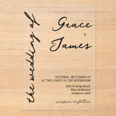 Invitations En Acrylique Mariage minimaliste manuscrit simple (Recto)